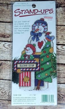 Dimensions Stand-Ups Counted Cross Stitch Kit Sleigh Stop Snowman & Tree